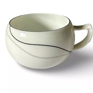 Set of FOUR Mikasa THREADS Coffee Cups, Black & Gray Lines Fine China Japan